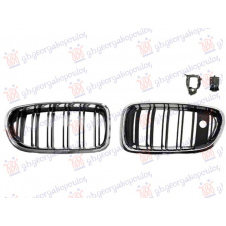 REJILLAS(CROMADA/NEGRA) (CON DOBLE LÍNEA) (CON ORIFICIO PARA CÁMARA) (M5) (JUEGO DE 2 PIEZAS)