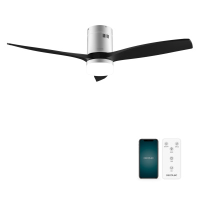 Cecotec EnergySilence Aero 5600 Aqua IronBlack Connected Ventilador de Techo con 3 Aspas y Luz LED Integrada - 40W - Diametro de 52 - Wi-Fi - IP44 - Temporizador - 6 Velocidades - Color Negro