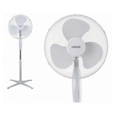 VENTILADOR DE PIE HAEGER CROSS WIND BL - 45W - Ø40CM - 3 VELOCIDADES - ALTURA REGULABLE (130CM) - PIE CON ESTRUCTURA REFORZADA ANTIDESLIZANTE