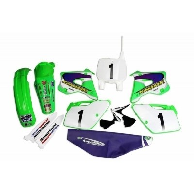 Kit de Plástica UFO y Kit de adhesivos EMIG Team USA Replica Kawasaki KX125/250 KITKAWASAKI220@