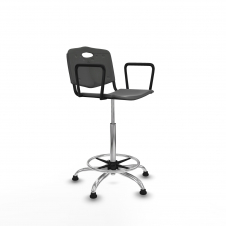 Piqueras y Crespo Taburete Robledo giratorio pl?stico gris oscuro brazos fijos base cromada topes