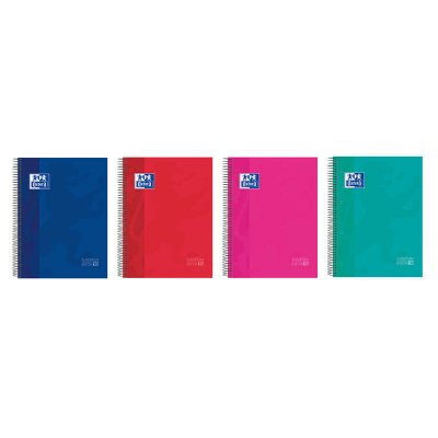 Oxford Europeanbook 10 Cuaderno Espiral Formato A4+ Cuadriculado 5x5mm - 150 Hojas - Tapa Extradura acabado Brillante - 10 Bandas de Color - Colores Surtidos
