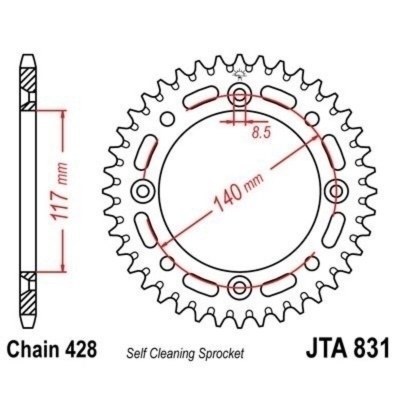 Corona JT 831 de aluminio con 46 dientes JTA831.46