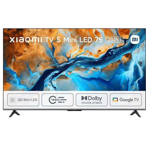 Televisor QD-Mini LED Xiaomi TV S Mini LED 75 2025 75 pulgadas, 4K, 144 Hz, Dolby Vision IQ, Google TV, gris oscuro