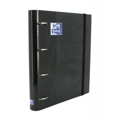 Oxford Europeanbinder Classic A4+ Carpeta de Anillas con Recambio Cuadricula 5x5 - Tapa Extradura - Cierre con Goma Elastica - Color Negro