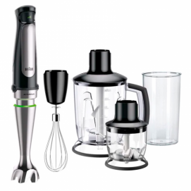 Batidora de mano Braun MQ7045X, 1000W, con accesorios, de pie, varilla inox, inox/negro