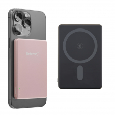 Intenso MW5000 Batería Externa Magnética 5000 mAh ? Compatible con MagSafe, Carga Inalámbrica 15W, USB-C PD 20W, Delgada y Compacta ? Probada e