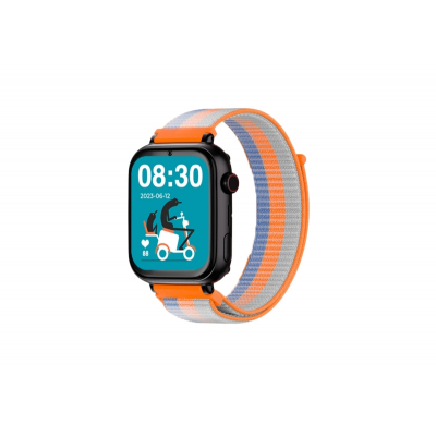 Savefamily Reloj Inteligente Infantil SaveWatch Plus con GPS y Llamada - IP67 - Boton SOS - Carcasa Negra - Correa Tela Naranja