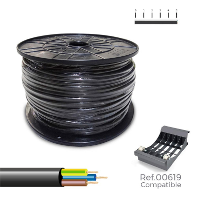 Manguera tubular h05vv-f 3 g 1,00 mm² negra, 300 m. (bobina grande)