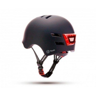 YOUIN CASCO CON LED FRONTAL Y TRASERO NEGRO (TALLA M)