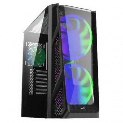 CAJA SEMITORRE AEROCOOL NIGHTHAWK DÚO BLACK - 2*USB 3.0 - HD AUDIO+MIC - SOPORTA GRÁFICA HASTA 358MM - 2* DÚO FAN 200MM - EATX/MICROATX/MINI ATX/ATX