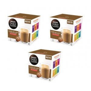 Pack de 3 cajas Dolce Gusto CAFE AU LAIT DESCAFEI, 16 unidades por caja, 48 cápsulas en total