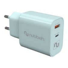 Cargador Pared NUBBEH USB-C 30W PD Turquesa(NBWALLCHT)