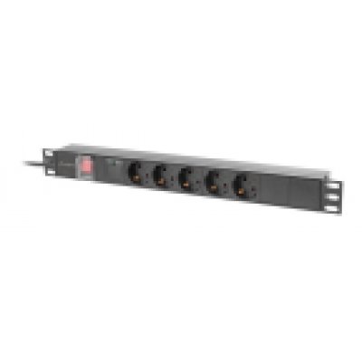 REGLETA LANBERG 1U 16A RACK 19 5X SOCKET SCHUKO NEGRO 2M
