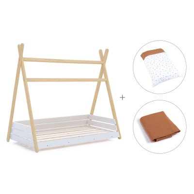 Cama júnior Montessori madera 90x200 cm + textil Ariake · Homy Life XL