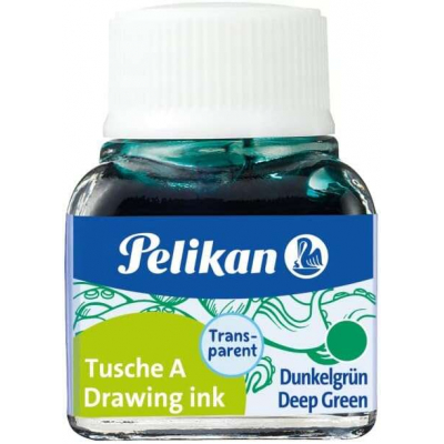 Pelikan Tinta China 523 10ml N.7 - Botella de 10ml - Ideal para Dibujo y Caligrafia - Resistente al Agua y de Secado Rapido - Color Verde Oscuro