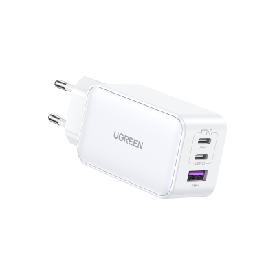 Nexode USB-A+2*USB-C 65W GaN Tech Fast Charger White Lector de libros electrónicos, Auriculares, Auriculares, Teléfono IP, Teclado, Ordenador portátil, Teléfono móvil, Ratón, Portátil, Consola de jueg