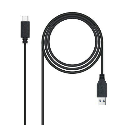 Nanocable 3.1 Gen2 10Gbps 3A, tipo USB-C/M-A/M, negro, 0.5 m