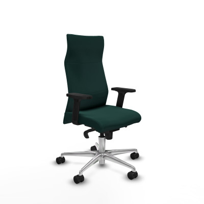 Albacete dirección sincro similpiel verde botella brazos 2D base aluminio ruedas 65 nailon