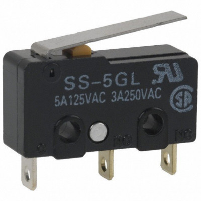 Microrruptor Palanca 14,5mm 5A/250Vac IP40 SS-5GL-FT
