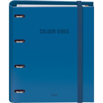 Dohe Colour Vibes Carpeta de 4 Anillas Mixtas de 35mm Recambio 100 Hojas Cuadricula 5mm - Formato A4 - Cierre con Goma - Incluye 4 Separadores y Sobre de Polipropileno - Color Azul