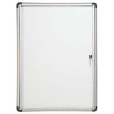 Bi-Office Vitrina para Anuncios o Carteles - Puerta Abatible con Cerradura - Tamaño 35.7 x 49cm - Superficie de Acero Lacado Magnetico - Color Aluminio