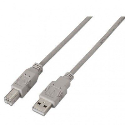 Cable USB 2.0 Impresora Aisens A101-0002/ USB Macho - USB Macho/ 1.8m/ Beige