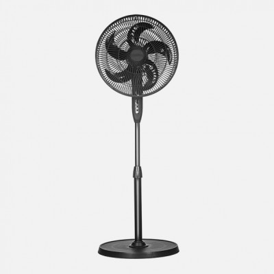 Ventilador De Pie Siluro Negro 3vel 50w 5asp Fijo Y Rotatorio Regx42x42cm