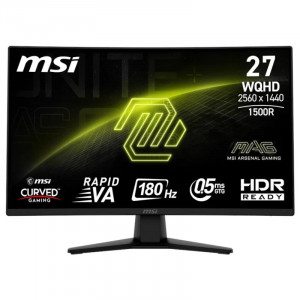 Monitor gaming MSI MAG 274CQF, 27 pulgadas, QHD, Rapid VA, 180 Hz, 1 ms MPRT, curvo, HDMI, DisplayPort, negro