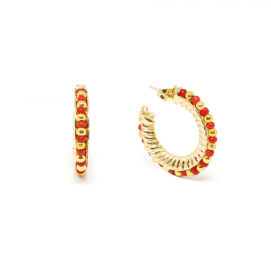 ETIOPIA ROJO 2CM pendientes #oro brillo 1 u
