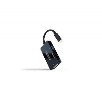 Adaptador Nanocable 10.16.4301-ALL/ USB Tipo-C Macho - HDMI Hembra - DVI-I Hembra - VGA Hembra/ 20cm/ Negro