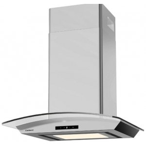 Campana decorativa de pared horizontal Corberó FUJI675XGLASS, t-invertida, 60 cm, 720 m3/h, clase A, 4 velocidades, 67dB, filtro aluminio, 1 luz LED, acero inox cristal