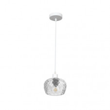 Colgante Estela 1xe27 Blanco Regx13x13 Cm C/tulipa Cristal Tallado Transparente
