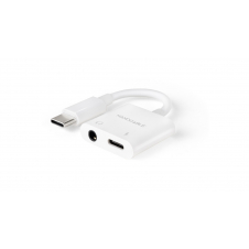 Nanocable Adaptador de Audio USB-C/M a Jack 3.5/H + USB-C/H PD 60W, 11.5 cm, Blanco