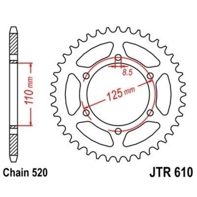 Corona JT 610 de acero con 51 dientes JTR610.51
