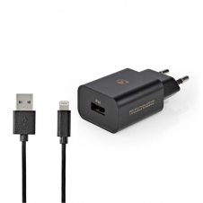 NEDIS CARGADOR |1X 2.4 A |USB-A | LIGHTNING DE 8 PINES (SUELTO) CABLE| 1.0M/12W NEGRO