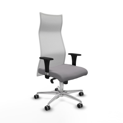 Albacete malla XL sincro malla blanca similpiel gris brazos 1D base aluminio ruedas 65mm engomadas