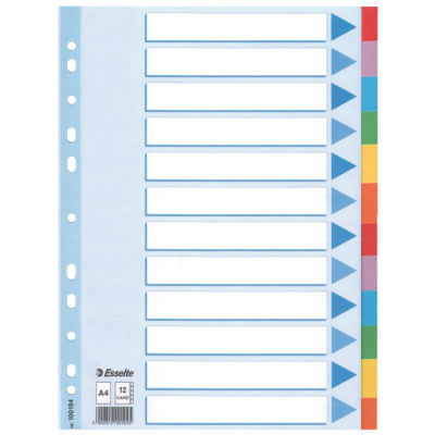 Multi-coloured Cardboard Dividers Separador en blanco con pestaña Caja de cartón