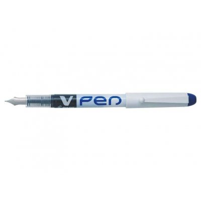 Pilot Pluma Estilografica V-Pen Desechable Tinta Liquida - Punta de Acero - Trazo de 0.5mm - Color Azul