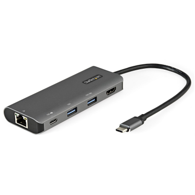 Adaptador Multipuertos USB C - Mini Docking Station USB Tipo C con HDMI de 4K 30Hz - con PD de 100W - con Hub Ladrón Concentrador USB de 3 Puertos - Red GbE - Base Dock para Ordenador Portátil