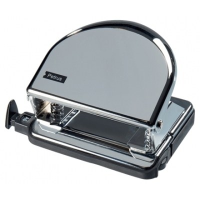 Petrus 52C Taladro Perforador Metalico - Hasta 20 Hojas - Marcas de Formato - Vaciado Facil - Punzones 5.5mm - Color Cromado