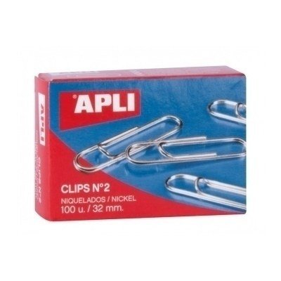 Apli Pack de 100 Clips Niquelados nº2 32 mm