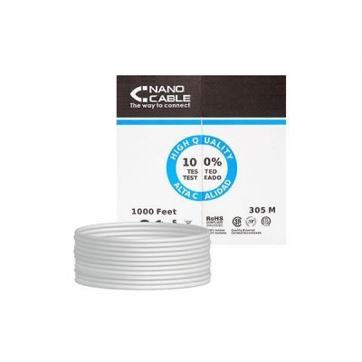 Bobina de Cable RJ45 UTP Nanocable 10.20.0304-FLEX Cat.5e/ 305m/ Gris