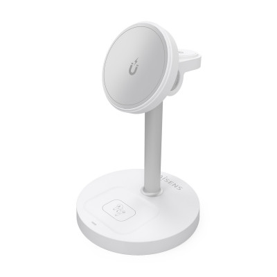 AISENS - CARGADOR INALAMBRICO USB-C 3 EN 1 DE 15W PARA MOVIL, APPLE WATCH, AURICULARES CON ESTUCHE DE CARGA, BLANCO