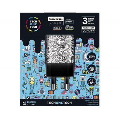 Cargador de Pared Tech One Tech Art Deco TEC2602/ 2xUSB/ 2.4A