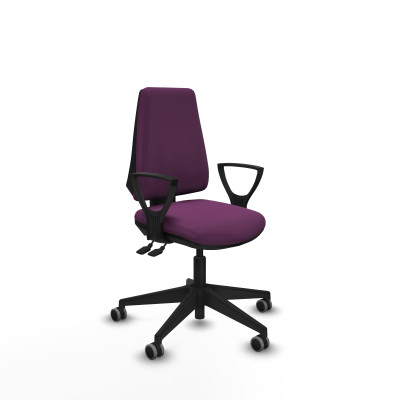 Elche AS similpiel morado brazos fijos base piramidal ruedas engomadas 65mm