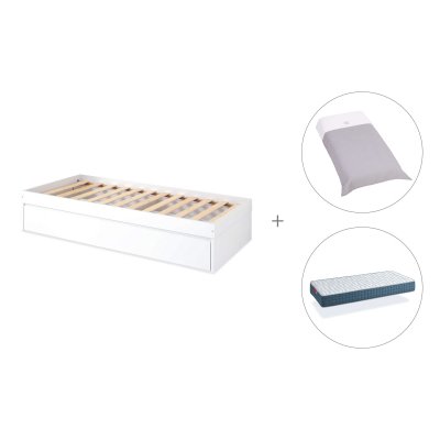 Cama compacta 90x190 cm con cama nido + colchón + textil Carezza · Bianca Due