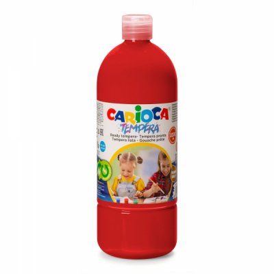 Carioca Botella de Tempera 1000ml - Colores Superlavables - Faciles de Mezclar - Aplicable en Materiales Porosos - Alta Opacidad - Color Rojo