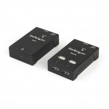 StarTech.com Extensor Alargador USB 2.0 de 4 Puertos por Cable Cat5 o Cat6 - Extensor Compacto USB 2.0 por Ethernet - Hasta 40 Metros - Hub Ladrón US