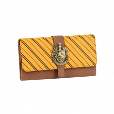 Cartera Harry Potter Hufflepuff de Polipiel Marrón y Amarilla con Escudo Metálico
